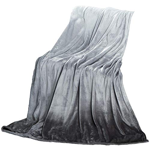 CelinaTex Kuscheldecke 150 x 200 cm grau Luxus Wohndecke Cashmere Touch Farbverlauf weich Mikrofaser Flanell Oeko-TEX Ombre