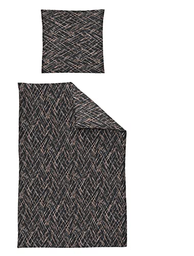 Irisette Bettwäsche Interlock-Jersey schwarz-grau-Sand Größe 135x200 cm (80x80 cm)