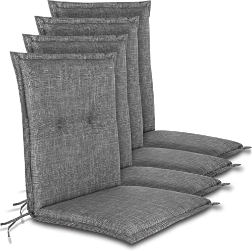 normani 4er-Set Stuhlauflagen Niedriglehner - Pflegeleichte Gartenstuhlauflage aus pflegeleichtem und wasserabweisendem Material 100x50 cm Farbe Grau