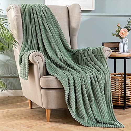 MIULEE Kuscheldecke Fleecedecke Flanell Decke Einfarbig Wohndecken Couchdecke Flauschig Überwurf Mikrofaser Tagesdecke Sofadecke Blanket Für Bett Sofa Schlafzimmer Büro 65x82Inch 170x210 Matcha Grün