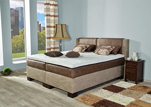 AUKONA Boxspringbett Amadeus 200x200, Farbe wählen und ändern, 7 Zonen Taschenfederkern-Matratze, H2 H3 H4, Komfortschaum-Topper, Lieferung und Aufbau kostenlos