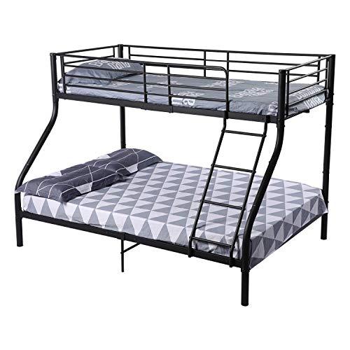 FetiNes Etagenbett Metall 140x200cm 90x200cm Stockbett Hochbett Metallbett Bettgestell Doppelstockbett Schlafzimmerbett Jugendbett mit Lattenrost, Schwarz