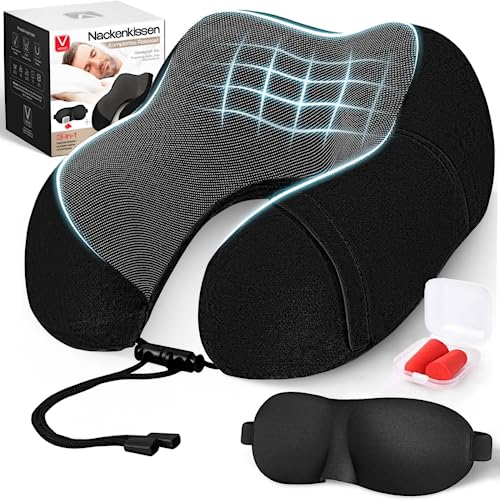 VAIVE Reise Nackenkissen Flugzeug, Orthopädisches Nackenkissen, Schlafen Memory Foam Stoff Ergonomisches Nackenstützkissen, reisekissen Flugzeug