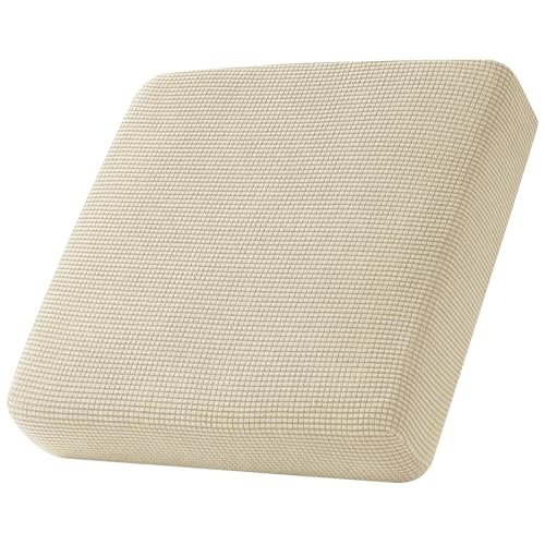 Sofa Sitzkissenbezug, Sofa Sitzkissenbezug Stretch, Elastischer Kissenbezüge, Husse Überzug Bezug Für Sofa Sitzkissen, rutschfest Stoff Tartan (Beige,Großer 1-Sitzer)