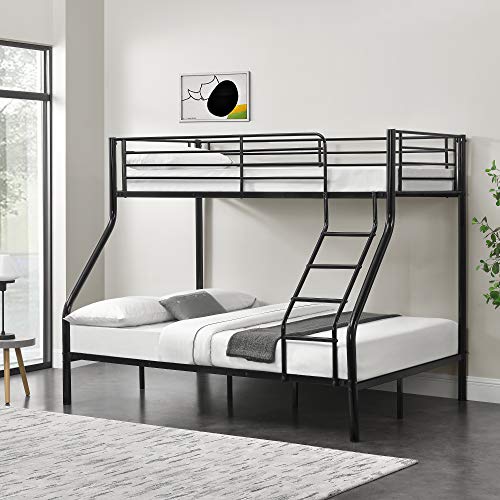 [neu.Haus] Etagenbett Sortland Kinderbett Jugendbett Hochbett mit Leiter und Zwei Liegeflächen 90x200cm und 140x200cm Metall Schwarz