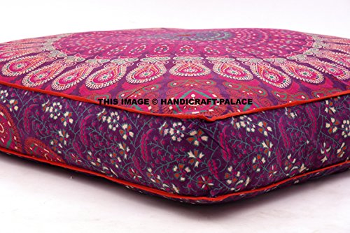 Großes Bodenkissen, Kissenbezug im Mandala-Pfau-Design, indisches-osmanisches Design, quadratischer Bezug für das Sofa, Meditation, Kissenüberzug