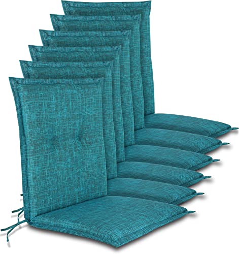 normani 6er-Set Gepolsterte Stuhlauflagen Niedriglehner - Weiche Pflegeleichte Gartenstuhlauflage aus pflegeleichtem und wasserabweisendem Material 100x50 cm Farbe Türkis
