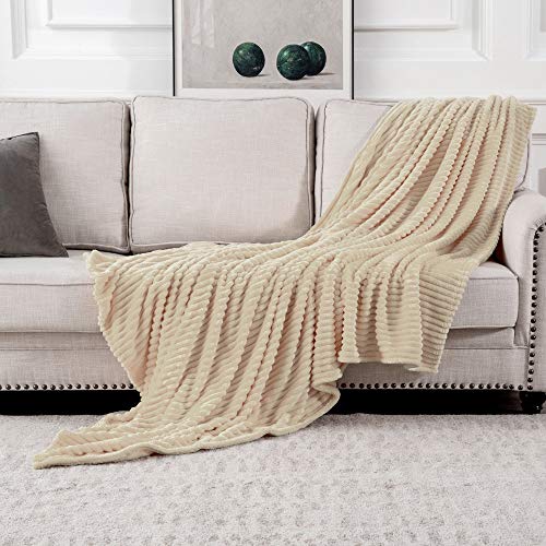 MIULEE Kuscheldecke Fleecedecke Flanell Decke Einfarbig Wohndecken Couchdecke Flauschig Überwurf Mikrofaser Tagesdecke Sofadecke Blanket Für Bett Sofa Schlafzimmer Büro 65x82Inch 170x210cm Beige