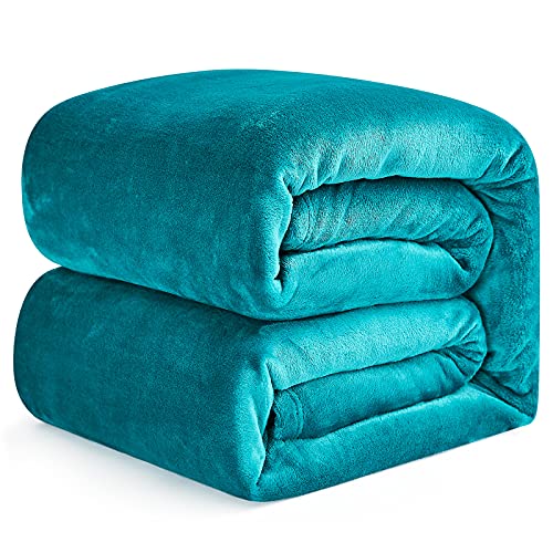 EHEYCIGA Kuscheldecke flauschig, weiche warme Fleecedecke 220x240 als Decke Sofa, Wohndecke oder Couchdecke überwurf, Türkis