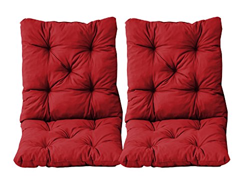 Ambientehome 2er Set Sitzkissen und Rückenkissen Sessel Hanko, rot, ca 50 x 98 x 8 cm, Polsterauflage