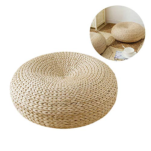Oshidede 38x38cm Bodenkissen, Tatami Bodenkissen, Sitzkissen Rundes Strohkissen für Zuhause, Terrasse, Balkontische