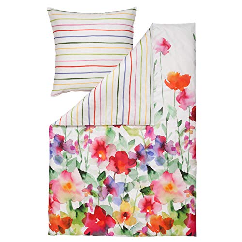 Estella Wendebettwäsche Set Aquarell 4703 985 Blumen Mako Satin 155 cm x 220 cm