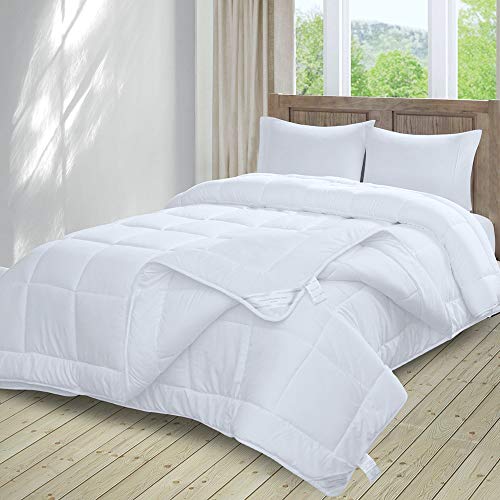 Threads For Bed® 4 Jahreszeiten Bettdecke 200x220 cm, 2 Bettdecken aus 1 dünne Sommerdecke + 1 Übergangsdecke, Zusammengeknöpfte Trennbare Gesteppte Bettdecke, Füllgewicht: 880g + 1550g