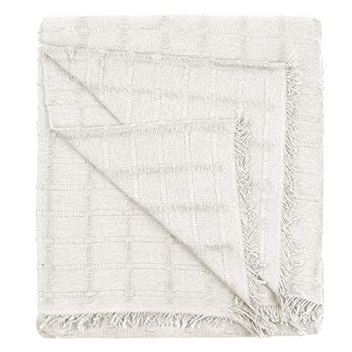 HOME MERCURY - Mehrzweck-Tagesdecke, Sofaüberwurf, Tagesdecke, Schmusedecke, Überwurf für Bett, Sofaüberwurf, bequem und weich. Polyester-Baumwolle (180 x 260 cm, beige kariert