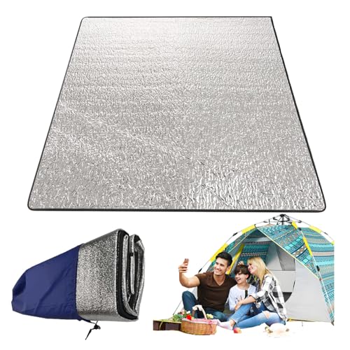 LNGJIN Zeltmatte Bodenmatte,200x200 cm Faltbare Isoliermatte für Camping,Camping Matte aus Aluminiumfolie,Ultraleicht Isolierdecke,Alu Isomatte,Zeltmatte,Bodenmatte für Yoga, Sport