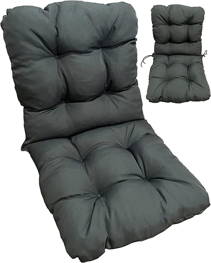 Pillows24 Stuhlauflage Niedriglehner, Sitzkissen und Rückenkissen für stühle, Wasserabweisend & UV-geschützt Stuhlkissen Auflage, Sessel Stuhl Pad für Gartenstuhl (100x50x8cm Anthracite 2 Stück
