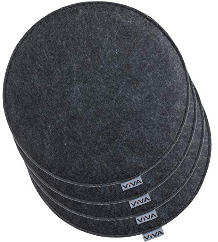 Brandsseller Sitzkissen Filz Rund Stuhlkissen Sitzauflage Gepolstert - Ø 35 cm - 4er Vorteilspack - Anthrazit
