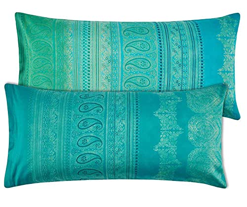 Bassetti BRUNELLESCHI Kissenhülle zu Bettwäsche aus 100% Baumwollsatin in der Farbe Smaragd v.5, Maße: 40x80 cm - 9320532