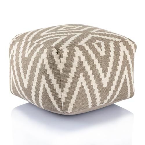 Amago home Kelim Sitzwürfel 50x50 H35cm Pouf Fußhocker Sitzhocker Bodenkissen Fußschemel Farbe taupe