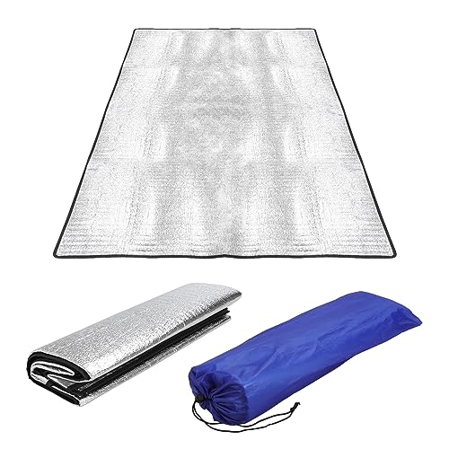 Alu Isomatte Schaummatten 100 x 200cm Faltbare Isoliermatte für Camping, Wasserdicht Thermomatte, Anti-Feuchtigkeit Bodenmatte, Ultraleicht Isolierdecke, Wärmeisolierend Camping Matte für Yoga, Sport