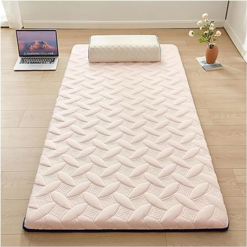 Hsivtns Japanische Bodenmatratze, Klappmatratze Einzel Doppel für Kinderzimmer Gästebett Camping Couch Tragbare Futon Matratze Klappbar Dünne Weiche Rollmatratze,Rosa,35x75in/90x190cm