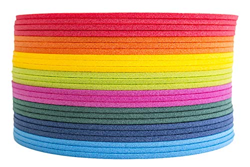 Set 24 Stück Schaumstoff Sitzkissen Kinder Sitzunterlage WASSERDICHT Rund mit Griff 35 x 35cm Regenbogenfarben für Kindergarten Morgenkreis, Schulen, Waldbühne