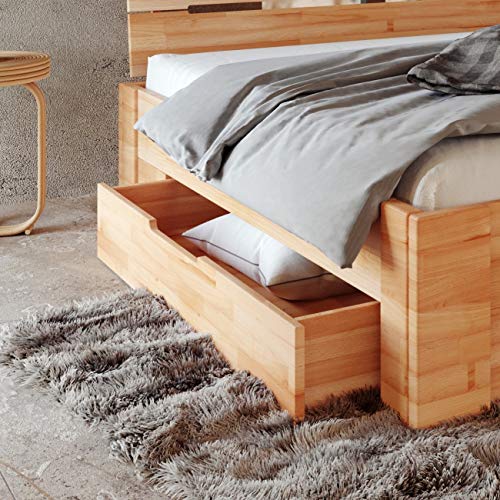 Krok Wood Massivholzbett ELSA in Buche (Schublade zum Bett, 140 × 67 cm)