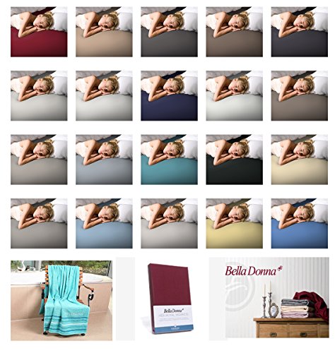 Bella Donna Jersey Spannbettlaken mit GRATIS Saunatuch in 180x200 cm bis 200x220 cm Farbe: 0710-perlgrau