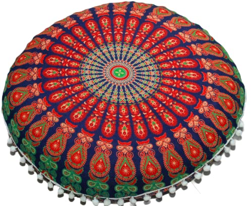 Großes rundes Sitzkissen für Stuhl, Ottomane, Meditation, Bodenkissen für Erwachsene, Sitzpouf, Ottomane, Überwurf, Bastelraum, Möbel zum Sitzen, 55,9 cm (Multi Nap)