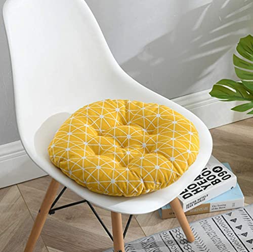 Homeyuser Gepolstertes Sitzkissen für Stuhl, Polsterkissen, rund, für Esszimmer, Garten, Küche, Büro, 2 Stück (Gelb)