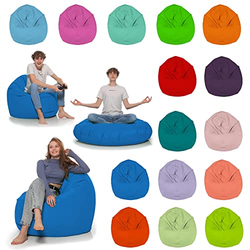 HomeIdeal - Sitzsack 2-in-1 Funktionen Bodenkissen für Erwachsene & Kinder - Gaming oder Entspannen - Indoor & Outdoor da er Wasserfest ist - mit EPS Perlen, Farbe:Königsblau, Größe:110 cm Durchmesser