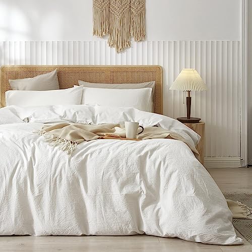 Sedefen Bettwäsche Set 135x200cm Baumwolle Weiß Weiss Einfarbig Premium Renforce Uni Einzelbett Bettbezug und 1 Kissenbezug 80x80cm mit Reißverschluss