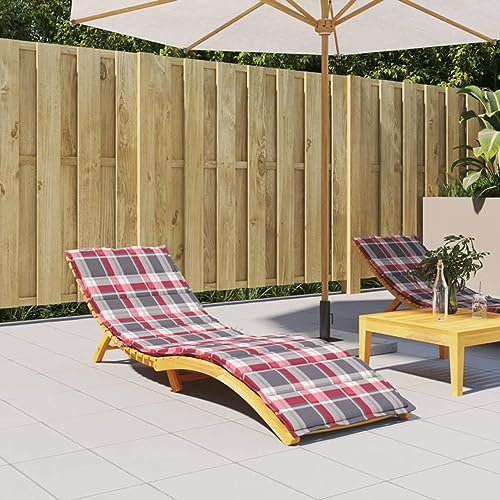 Mengtu Sonnenliegen Auflage Gartenstuhlauflage Polsterauflage Liegenauflage Auflage für Gartenliege Liege Sonnenliege Strandliege Gartenmöbel Rot Karomuster 200x60x3 cm Stoff Gartenmöbel