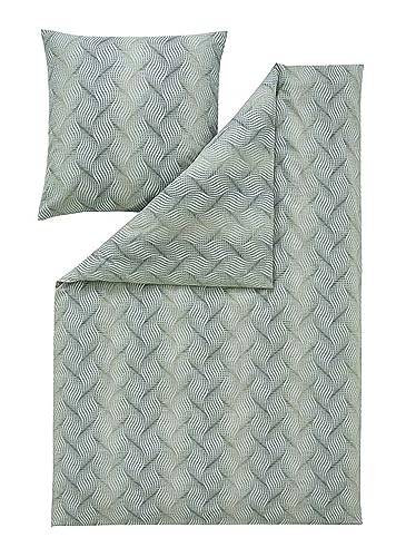 ESTELLA Samt und Seide Flanell Bettwäsche Solaro 5455 Fb. 545 Alge 155x220 + 80x80 cm