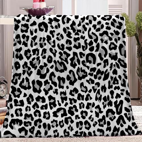 Kuscheldecke 220x240 Leopard Weiß Kuscheldecke mit Muster Weiche Warme Microfaser Decke Erwachsene Wohndecke fÜr TV Sofa Couch Bett Blanket Tagesdecke