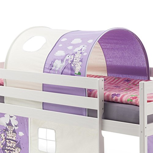IDIMEX Tunnel Prinzessin zu Hochbett Spielbett Rutschbett Kinderbett in lila/weiß