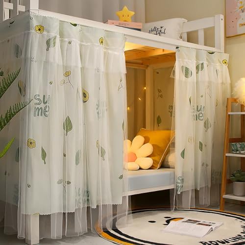 Bettvorhang Hochbett Etagenbett Betthimmel Schlafsaal Studentenwohnheim Bettzelt Bettumrandung mit Organza Privatsphäre Verdunkelung Vorhang Kinderzimmer Kinderbett Spielzelt Schlafzelt 2 x 1.35 m