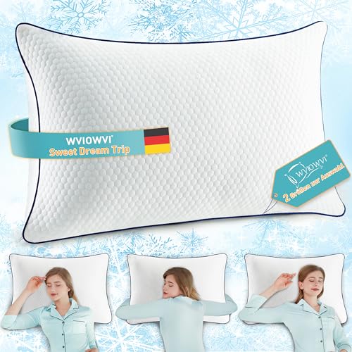 Generisch Kühlender Kopfkissen Memory Foam Kissen, Orthopädisches Nackenstützkissen Visco Kopfkissen Einstellbares Nackenkissen Schlafkissen mit Waschbarer Bezug und Füllpaket (Weiß, 40x80 cm)