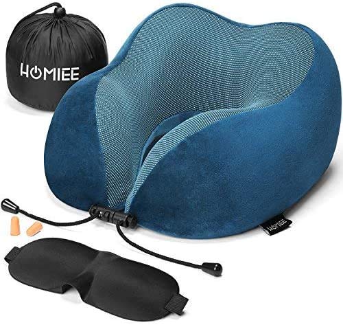 HOMIEE Reise Nackenkissen, Orthopädisches Nackenkissen Schlafen Memory Foam Stoff Ergonomisches Nackenstützkissen für optimalen Komfort durch Beste Memory Foam