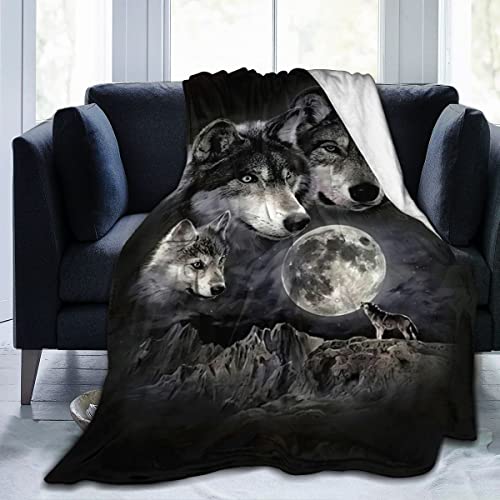 ZZXHG Kuscheldecke Flauschig 180 x 200 cm Schwarzes Tier Wolf, Plüsch Decke Tagesdecke Für Kinder Erwachsene, Weiche Flanell Fleecedecke Sofadecke Zweiseitige Outdoordecke Für Sofa Bett