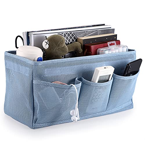 IGNPION Net Nachttisch-Hängeaufbewahrung, Betttaschen, Körbe, Schlafsaal, Bett-Organizer, Caddy Mehrzweck-Hänge-Aufbewahrungstasche für Zuhause, Büro, Schule, Wohnheim, Krankenhaus, Blau