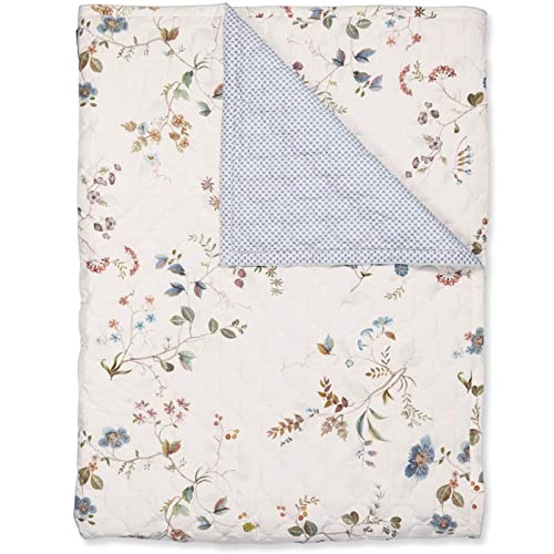 PiP Studio Tagesdecke Quilt Kawai Flower Weiß Blüten Zweige Floral Geblümt Baumwolle Wendeoptik Perkal, Größe:270 x 260 cm