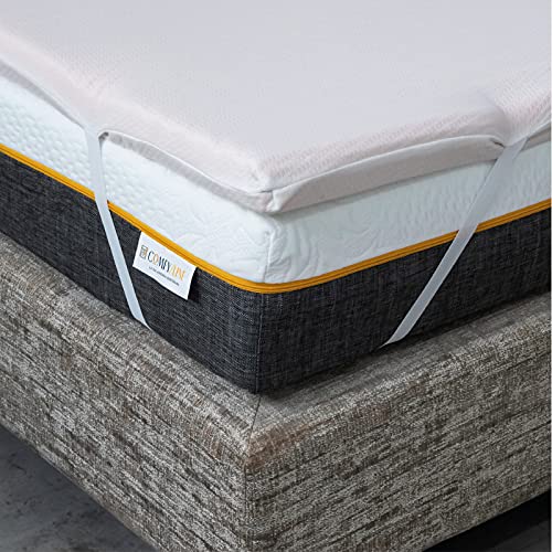 Comfy Line Topper für Doppelbett, 170 x 190 cm, aus Memory-Schaum, 5,5 cm, 7-Zonen-Verarbeitung, atmungsaktiver Baumwollbezug mit Ecken