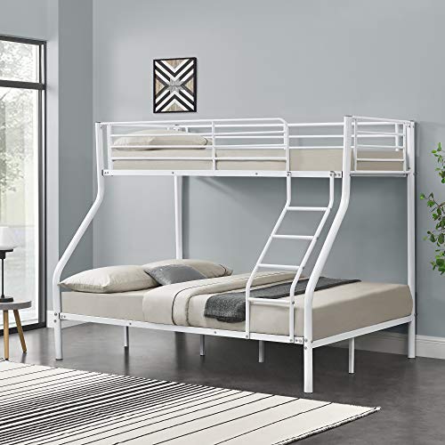 [neu.Haus] Etagenbett Sortland Kinderbett Jugendbett Hochbett mit Leiter und Zwei Liegeflächen 90x200cm und 140x200cm Metall Weiß