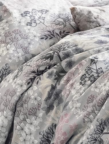 Irisette Feinbiber Bettwäsche Koala 155x220 Blumen Blüten Silber rosa 8488-11