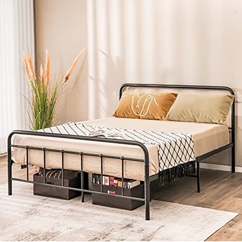 COSTWAY Metallbett Bettrahmen für 200 x 160 cm Matratze, Doppelbettgestell, Bettgestell mit Lattenrost, Stauraum unter dem Bett, Metall Gästebett Plattformbett