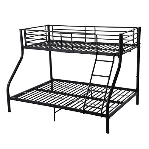 FetiNes Kinderbett Etagenbett Metall 140x200cm 90x200cm Stockbett Hochbett Metallbett Bettgestell Doppelstockbett Schlafzimmerbett Jugendbett mit Lattenrost, Schwarz