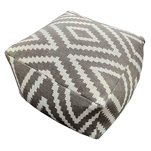 kreatives Wohnen Fußhocker Sitzhocker 55x37x55 cm Pouf Kelim Bodenkissen Peru schwarz Taupe gelb türkis Taupe Sitzwürfel