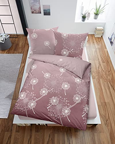 sister s. Fein-Biber Bettwäsche Dandelion | Reine Baumwolle atmungsaktiv | Bettwäsche-Set Flanell rosé Mauve Made in Germany klimaneutral nachhaltig 135 cm x 200 cm Mauve