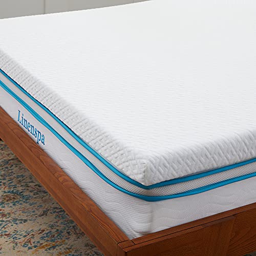 Linenspa Matratzen Topper 120 x 190 cm, 7,5cm hoch – Matratzenauflage mit Gel Memory Foam und waschbarem Bezug mit Reißverschluss – Öko-Tex